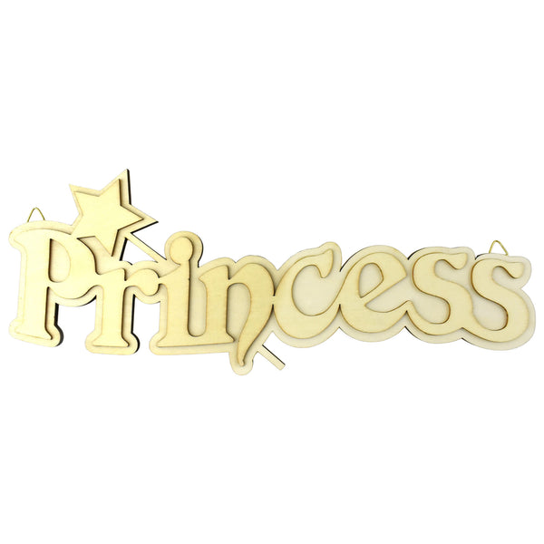 Wooden 3D DIY Craft Princess Plaque with Hooks, 11-3/4-Inch