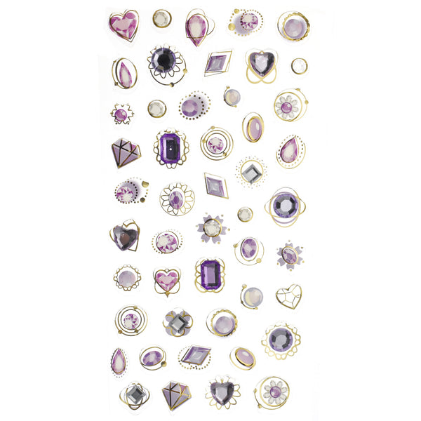 Assorted Jewel Adorment 3D Sticker Sheet, 1/4-Inch, 48-Piece - Amethyst