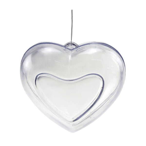 Fillable Plastic Clear Heart Ornament, 3-3/4-Inch, 12-Piece