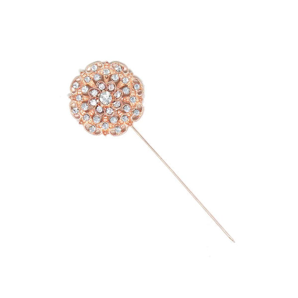 Rhinestone Floral Pin, Rose Gold, 1-1/4-Inch, 6-Count