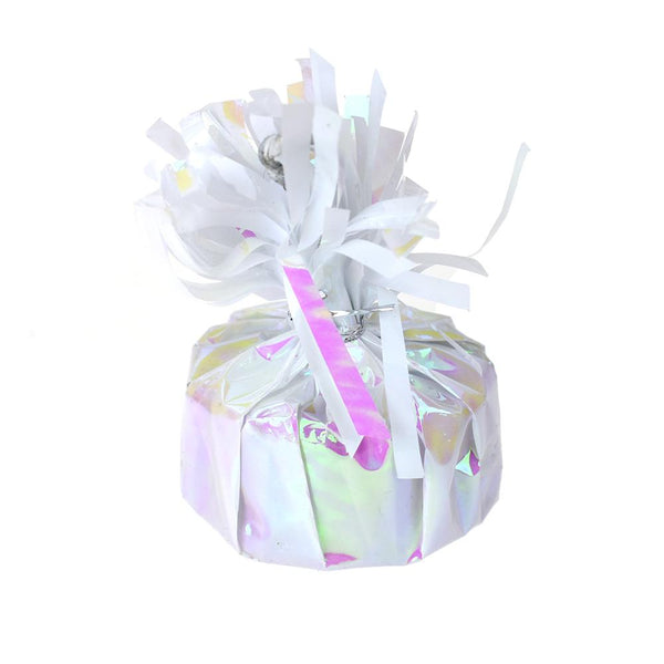 Metallic Foil Balloon Weight, Iridescent White, 4-Inch