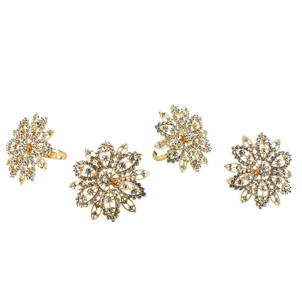 Rhinestone Napkin Holder Rings, Gold, 2-1/2-Inch, 4-Count