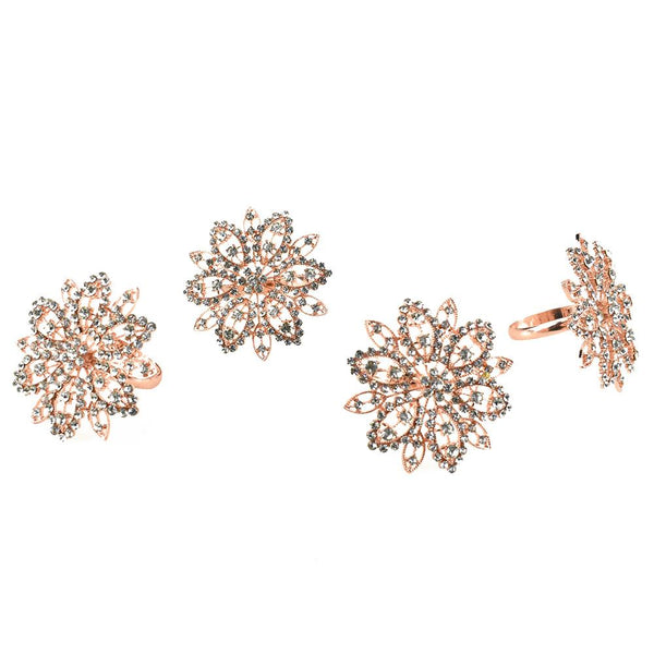 Rhinestone Napkin Holder Rings, Rose Gold, 2-1/2-Inch, 4-Count