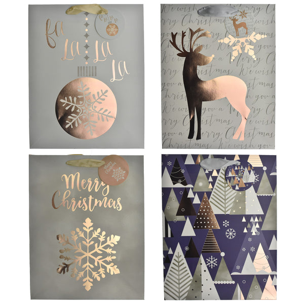 Christmas Snowflakes Premium Gift Bags, 12-3/4-Inch, 4-Piece