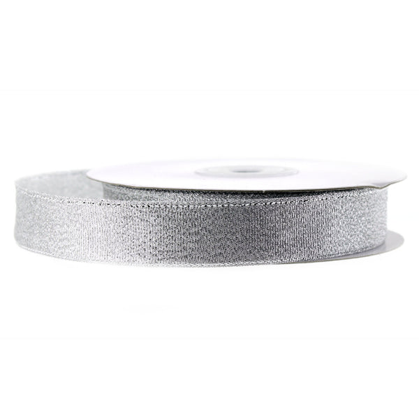 Metallic Taffeta Christmas Ribbon, 5/8-inch, 25-yard, Silver