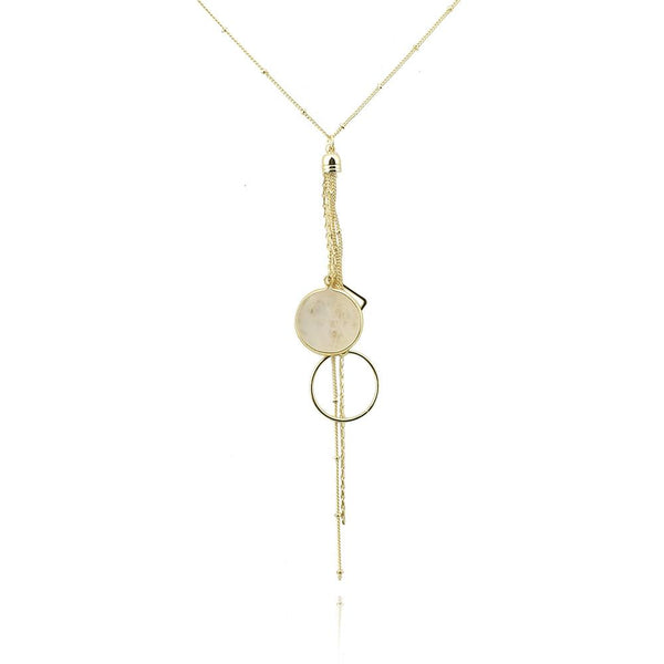 Geode Geometric Tassel Pendant Necklace, Opal, 27-Inch
