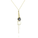 Geode Geometric Tassel Pendant Necklace, Dark Marble Blue, 27-Inch