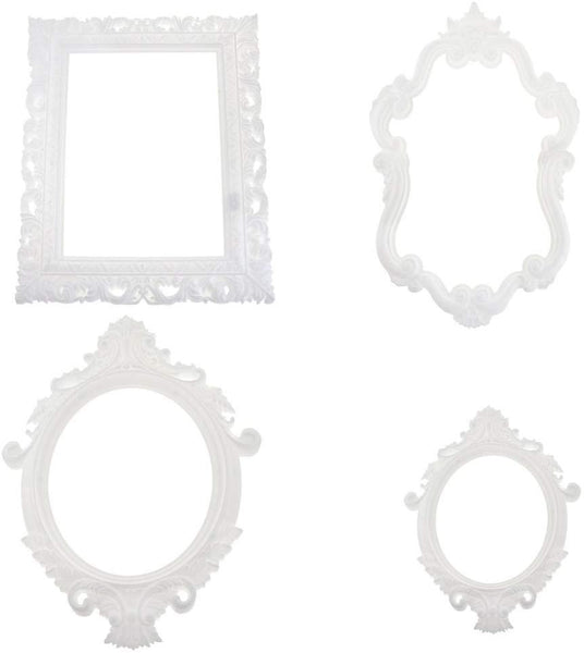 Plastic Royal Baroque Frames, White, Assorted Sizes,  4-Piece