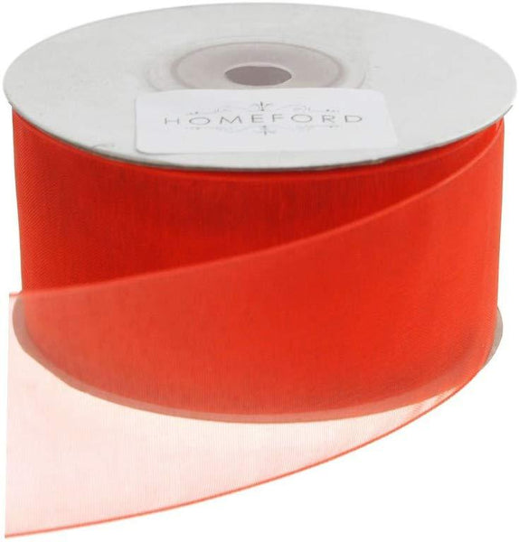 Plain Sheer Organza Ribbon, 1-1/2-Inch, 25 Yards, Coral