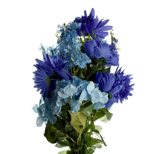 Artificial Satin Peony and Hydrangea Bouquet, Blue Combination, 31-Inch