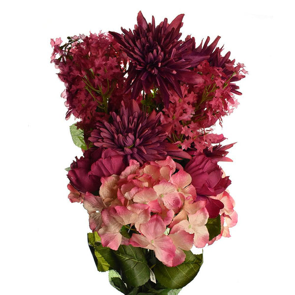 Artificial Satin Peony and Hydrangea Bouquet, Beauty, 31-Inch