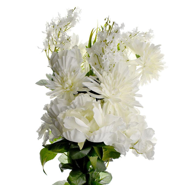 Artificial Satin Peony and Hydrangea Bouquet, Cream, 31-Inch