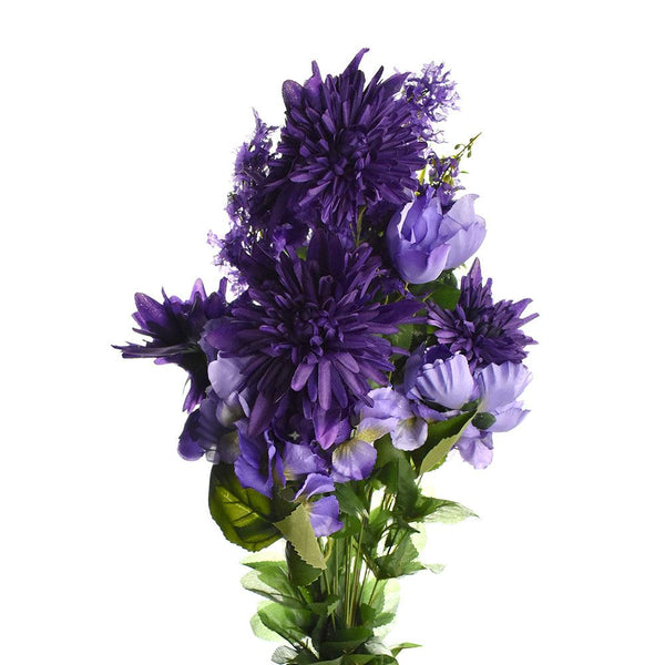 Artificial Satin Peony and Hydrangea Bouquet, Dark Purple, 31-Inch