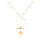 Pearlescent Semi Circle Pendant Necklace, 22-Inch