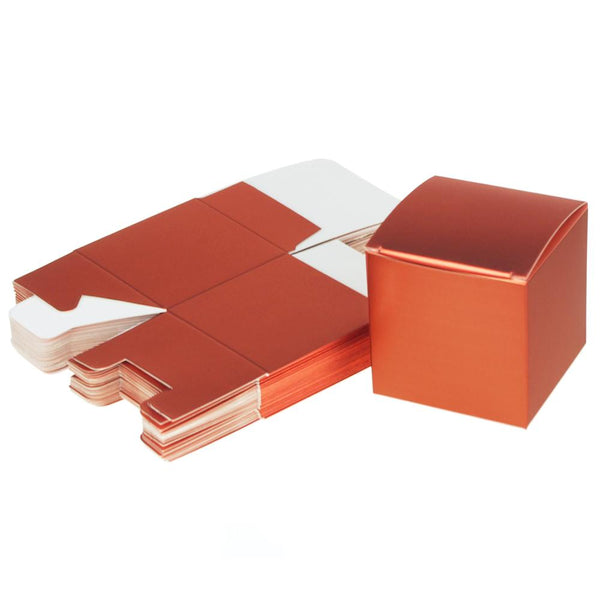 Cube Paper Gift Boxes, 3-Inch, 24-Piece, Coral