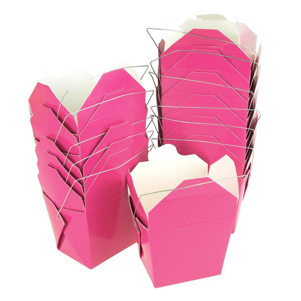 Take Out Boxes with Wire Handle, 3-1/4-Inch, 12-Piece, Fuchsia
