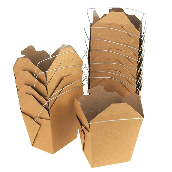 Take Out Boxes with Wire Handle, 3-1/4-Inch, 12-Piece, Natural