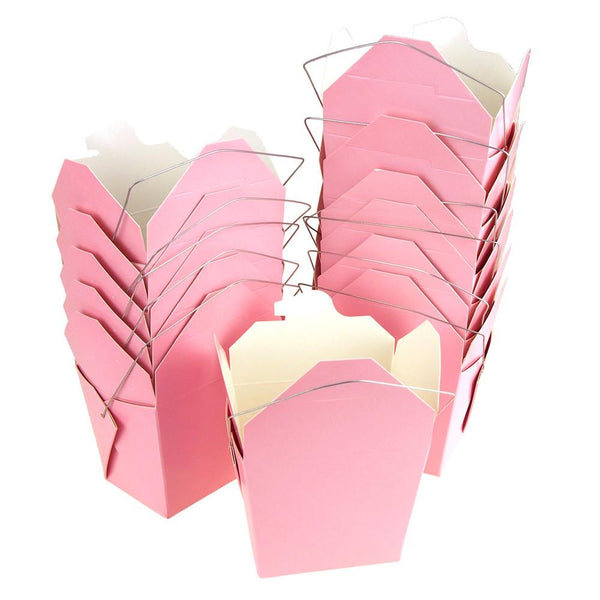 Take Out Boxes with Wire Handle, 3-1/4-Inch, 12-Piece, Pink