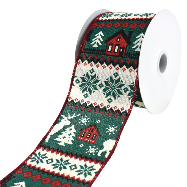 Woodsy Homes Christmas Sweater Wired Ribbon, 2-1/2-Inch, 10-Yard