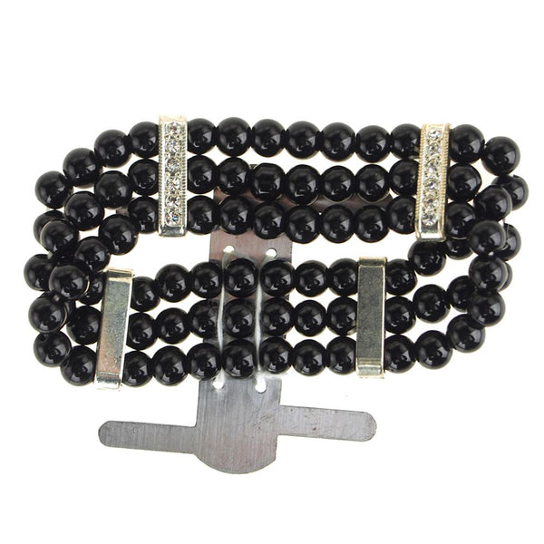 Corsage Wristlet with Pearl Band, Black, 3/4-Inch