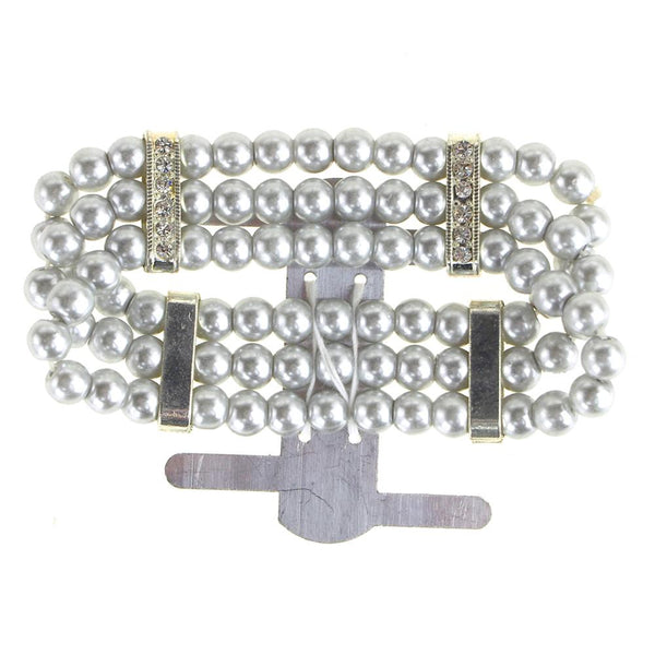 Corsage Wristlet with Pearl Band, Silver, 3/4-Inch