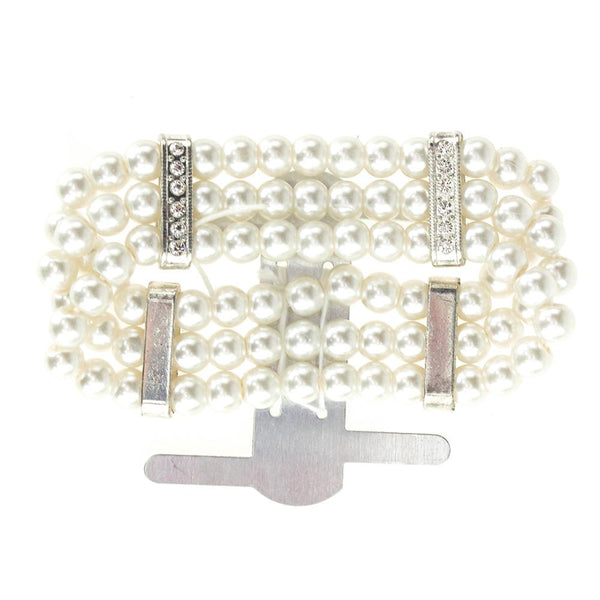 Corsage Wristlet with Pearl Band, White, 3/4-Inch