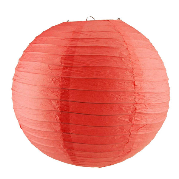 Round Paper Lantern Hanging Decor, 14-Inch, Coral