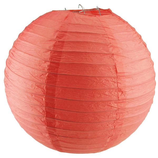 Round Paper Lantern Hanging Decor, 18-Inch, Coral