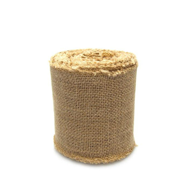 Natural Burlap Roll Sewn-Edge, 4-Inch, 10 Yards