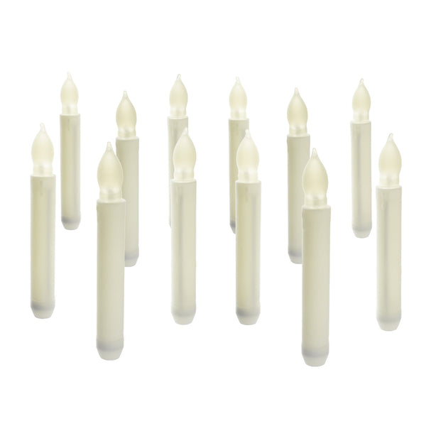 LED Plastic Flickering Taper Candle, White, 6-1/2-Inch, 12-Count