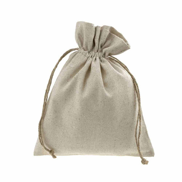 Natural Linen Favor Bags with Jute Drawstring, 5-Inch x 7-Inch, 12-Piece