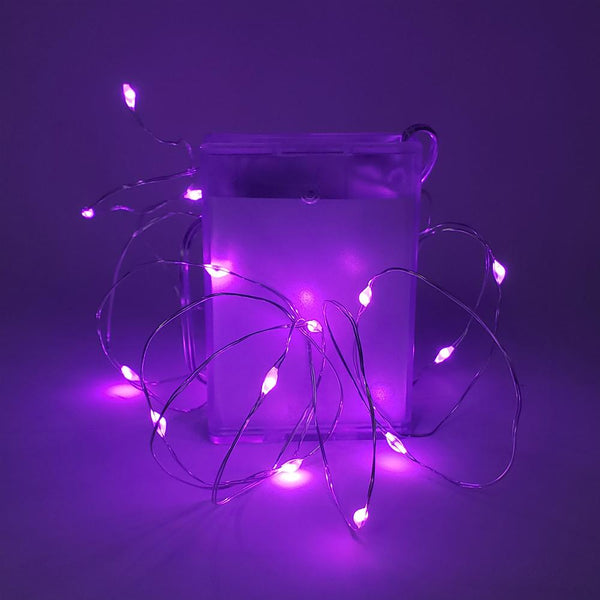 Copper Wire Battery Operated Fairy String Lights, 7-Feet, 20 LED, Purple
