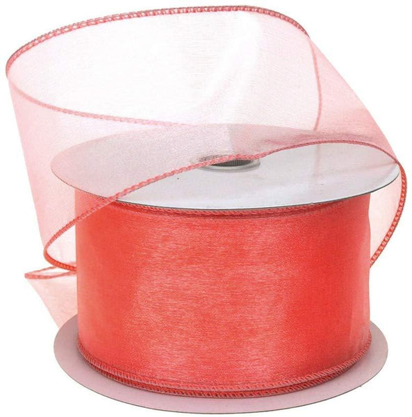Sheer Chiffon Ribbon Wired Edge, 2-1/2-Inch, 25 Yards, Melon