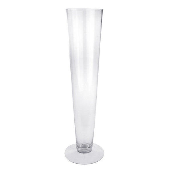 Clear Tall Pilsner Trumpet Clear Glass Vase, 20-Inch, 8-Count