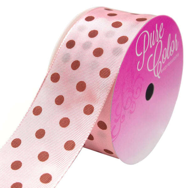 Taffeta Polka Dot Wired Edge Ribbon, Made in Germany, 1-1/2-Inch, 3-Yard