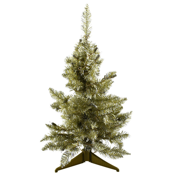 Pre-Lit LED Tabletop Christmas Tree, 2-Feet - Champagne