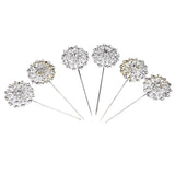 Rhinestone Silver Floral Pin, 1-1/2-Inch, 6-Count