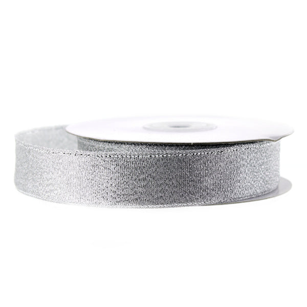 Metallic Taffeta Christmas Ribbon, 7/8-inch, 25-yard, Silver