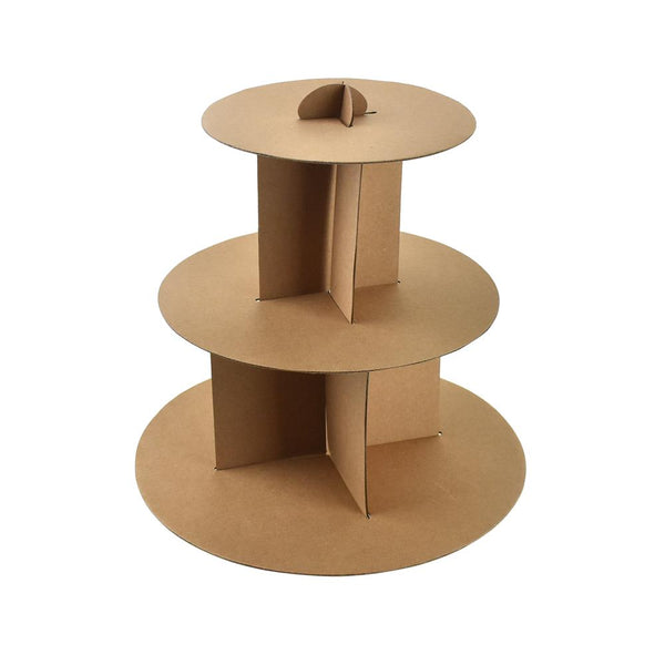 3 Tiered Cardboard Cupcake Stand, Natural, 12-Inch