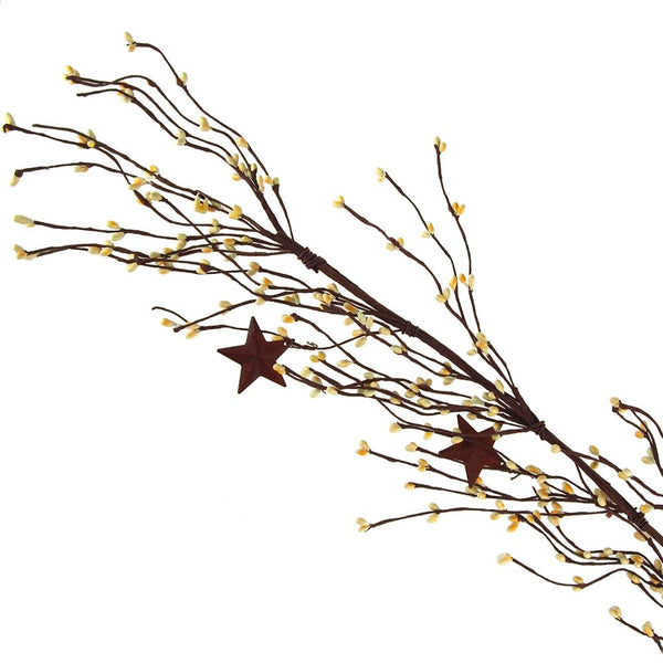 Artificial Berry Garland with Rustic Stars, 40-Inch, Ivory