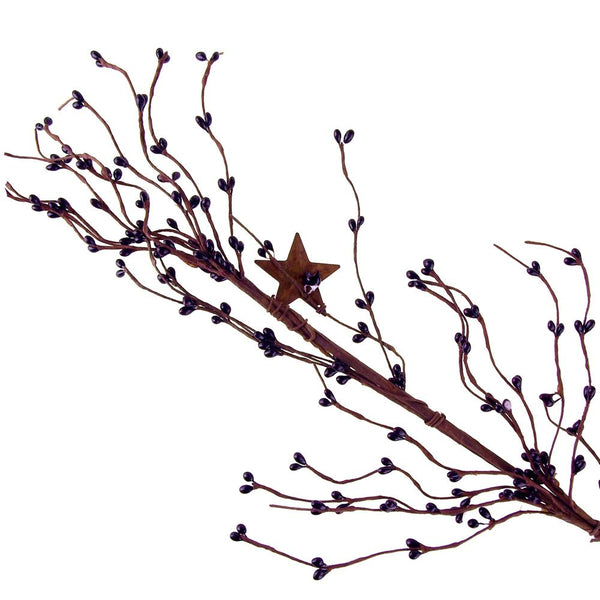 Artificial Berry Garland with Rustic Stars, 40-Inch, Plum