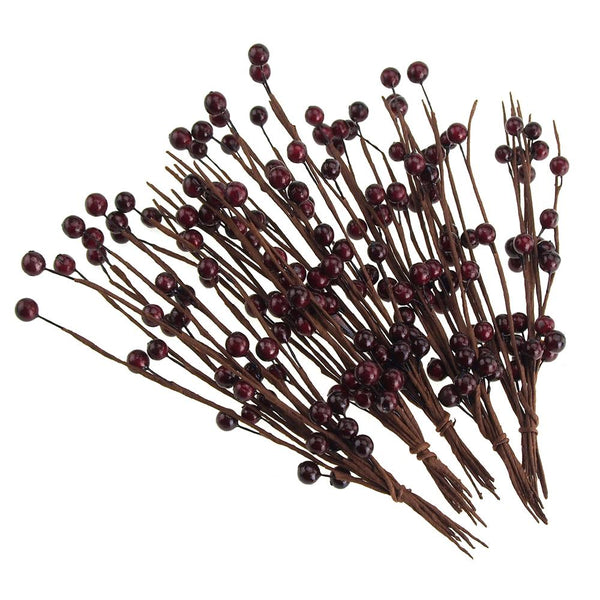 Artificial Berry Spray, 8-Inch, 50-Piece, Burgundy