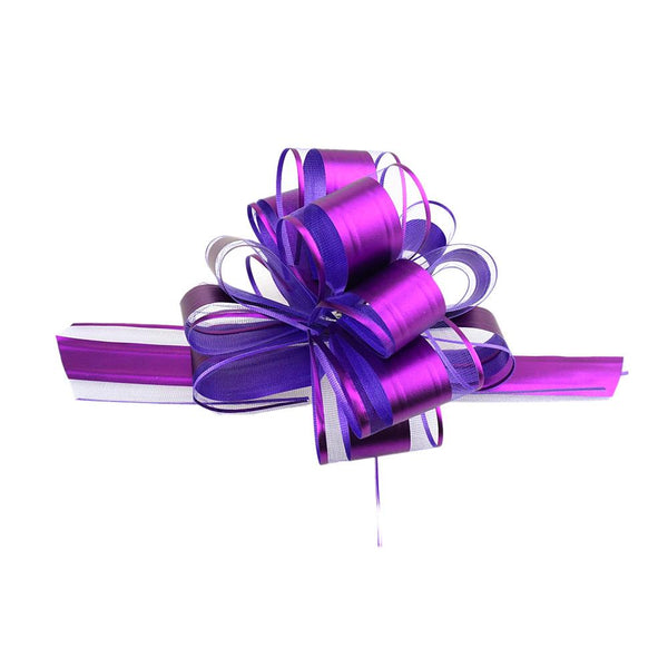 Snow Pull Bow Ribbon, Purple, 14 Loops, 2-Inch, 2-Count