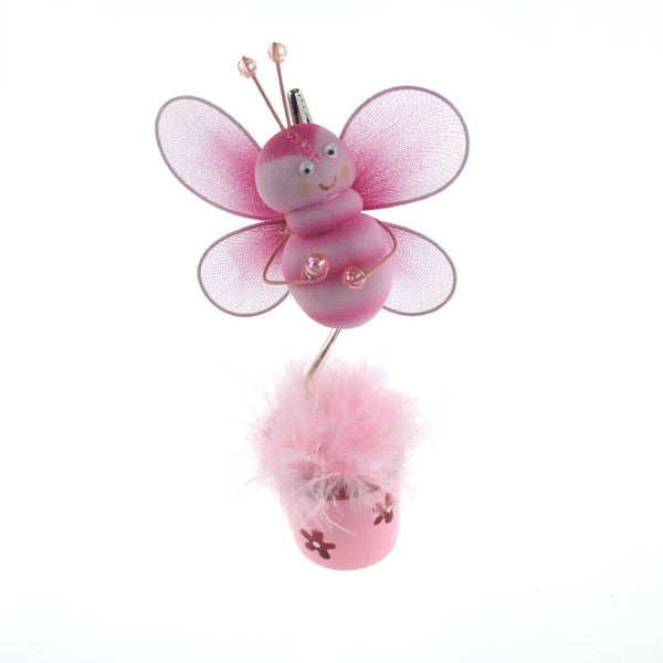 Bee Flower Pot Place Card Holder, 6-Inch, Pink - CLOSEOUT
