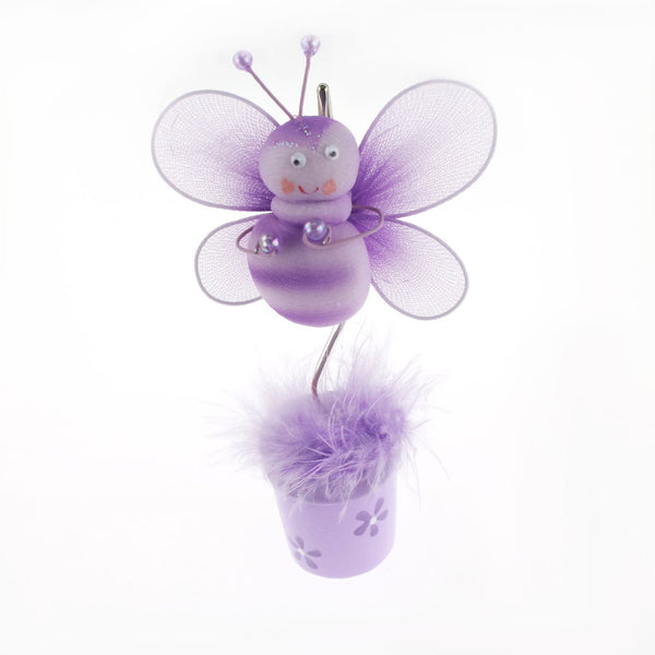 Bee Flower Pot Place Card Holder, 6-Inch, Lavender - CLOSEOUT