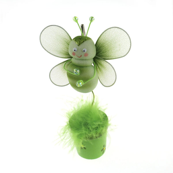 Bee Flower Pot Place Card Holder, 6-Inch, Apple Green - CLOSEOUT