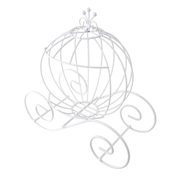 Metal Wire Pumpkin Coach, 15-Inch, White