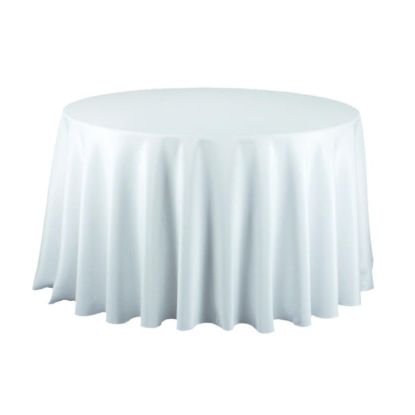 Round Polyester Tablecloth, 108-Inch, White