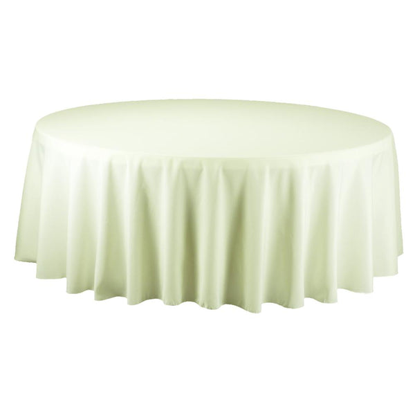 Round Polyester Tablecloth, 132-Inch, Ivory