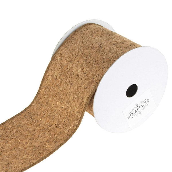 Natural Cork Ribbon Wired Edge, 4-Inch, 10-Yard